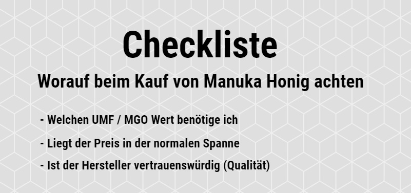 Manuka Honig kaufen Checkliste